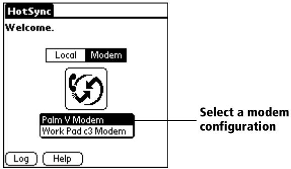 PALM VX - To prepare your organizer for a modem HotSync operation: - 2
