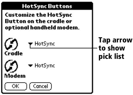 PALM VX - To change the HotSync buttons preferences: - 1