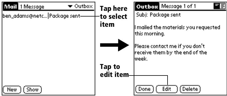 PALM VX - To retrieve an e-mail item: - 2