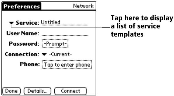 PALM VX - To select a service: - 1