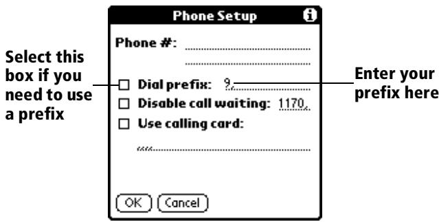 PALM VX - To enter a prefix: - 1