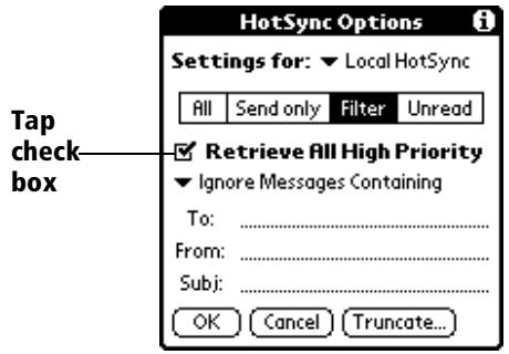 PALM VX - To retrieve high-priority e-mail items: - 1
