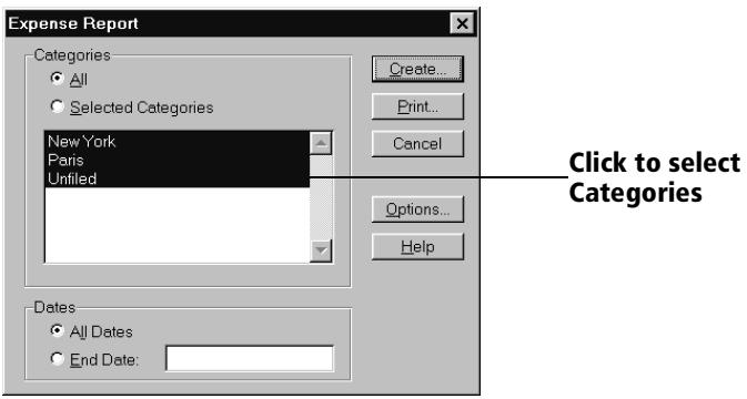 PALM VX - To create or print an expense report: - 1