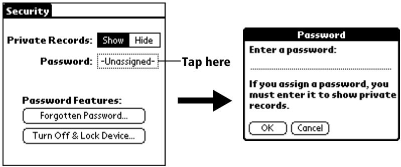 PALM VX - To assign a password: - 1