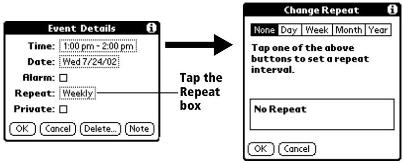 PALM VX - To schedule a repeating or continuous event: - 1