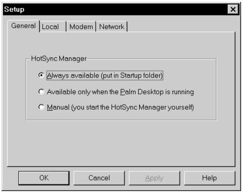 PALM VX - To set the HotSync options: - 1