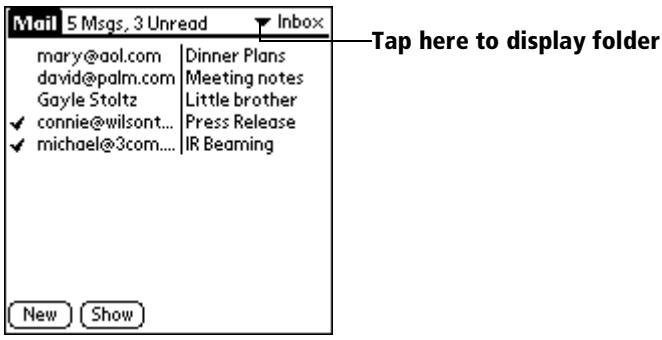 PALM VX - To retrieve an e-mail item: - 1