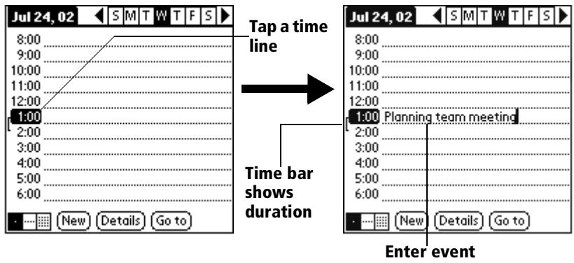 PALM VX - To schedule an event for the current day: - 1