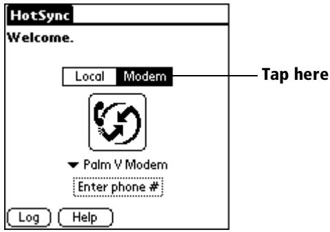 PALM VX - To prepare your organizer for a modem HotSync operation: - 1