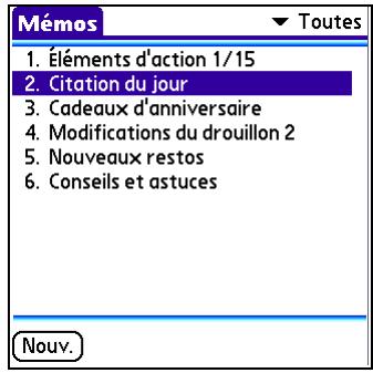 PALM Z22 - Affichage et modification d'un mémo - 2