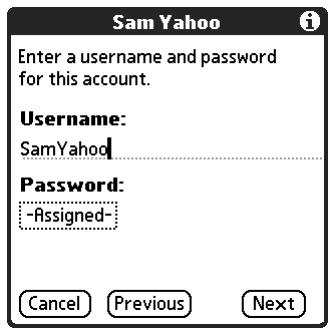 PALM TUNGSTEN 2 VERSAMAIL 2.5 - To edit the account username and password: - 1