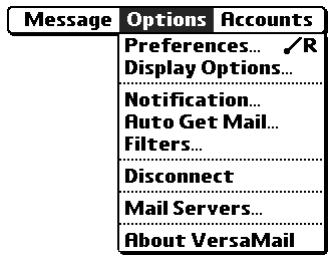 PALM TUNGSTEN 2 VERSAMAIL 2.5 - To set notification options: - 1