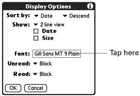 PALM TUNGSTEN 2 VERSAMAIL 2.5 - To display or hide a column in a folder's list view: - 2