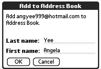 PALM TUNGSTEN 2 VERSAMAIL 2.5 - To add a new Address Book entry: - 2