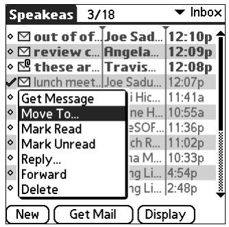 PALM TUNGSTEN 2 VERSAMAIL 2.5 - To move multiple e-mail messages: - 2