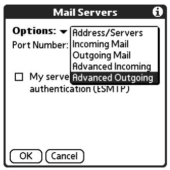 PALM TUNGSTEN 2 VERSAMAIL 2.5 - Adding ESMTP to an account - 3