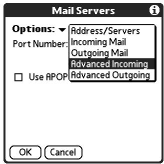 PALM TUNGSTEN 2 VERSAMAIL 2.5 - To edit an account and add APOP: - 3