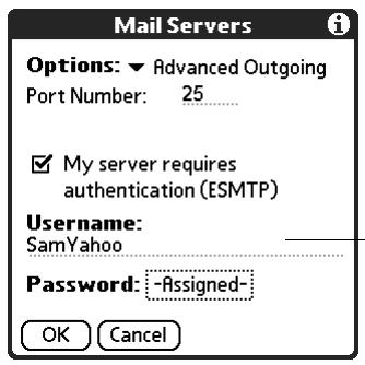 PALM TUNGSTEN 2 VERSAMAIL 2.5 - My server requires authentication (ESMTP) - 1