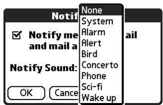 PALM TUNGSTEN 2 VERSAMAIL 2.5 - To set notification options: - 3