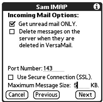 PALM TUNGSTEN 2 VERSAMAIL 2.5 - IMAP accounts - 1
