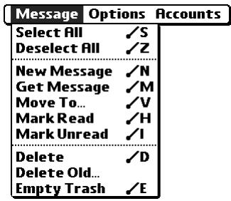 PALM TUNGSTEN 2 VERSAMAIL 2.5 - To delete one or more messages: - 1