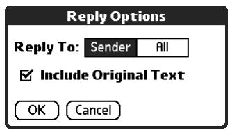 PALM TUNGSTEN 2 VERSAMAIL 2.5 - To reply to an e-mail message from the folders list: - 2