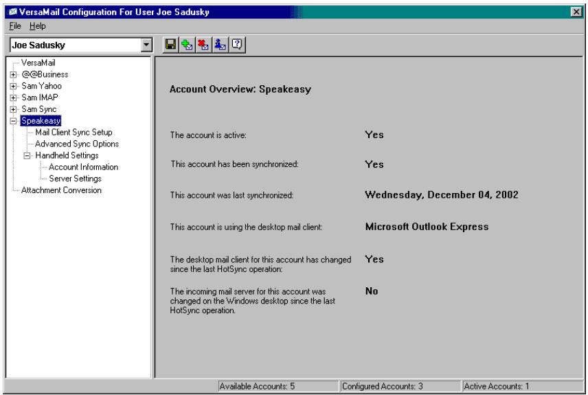 PALM TUNGSTEN 2 VERSAMAIL 2.5 - Account information screens - 1