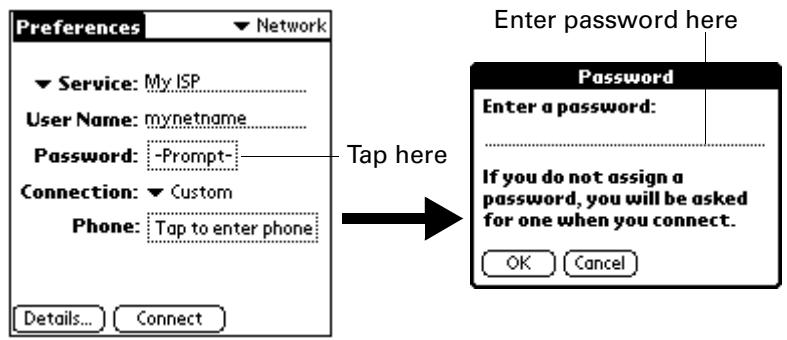 PALM TUNGSTEN 2 VERSAMAIL 2.5 - To enter a password: - 1