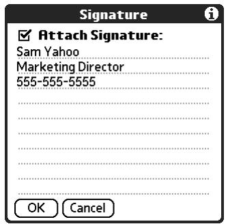 PALM TUNGSTEN 2 VERSAMAIL 2.5 - To create a personal signature: - 2