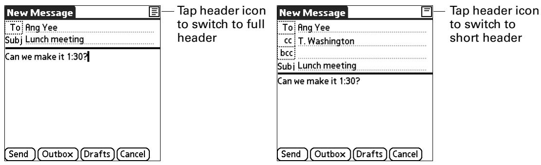 PALM TUNGSTEN 2 VERSAMAIL 2.5 - Message short header - 1