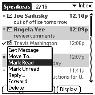 PALM TUNGSTEN 2 VERSAMAIL 2.5 - Tap Mark Read or tap Mark Unread. - 1