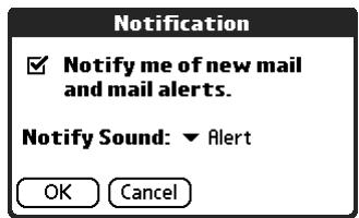 PALM TUNGSTEN 2 VERSAMAIL 2.5 - To set notification options: - 2