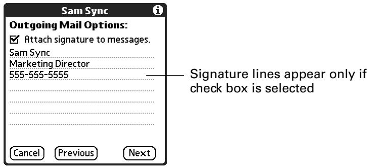 PALM TUNGSTEN 2 VERSAMAIL 2.5 - To add a personal signature: - 1