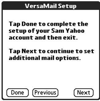 PALM TUNGSTEN 2 VERSAMAIL 2.5 - To enter mail server settings: - 2