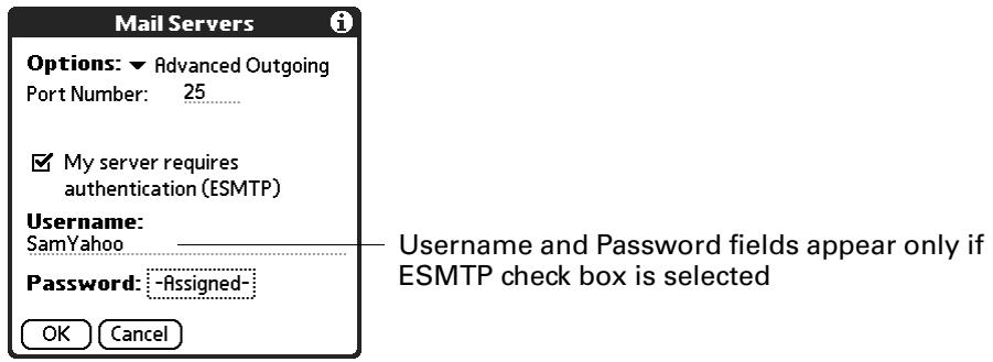 PALM TUNGSTEN 2 VERSAMAIL 2.5 - Adding ESMTP to an account - 4