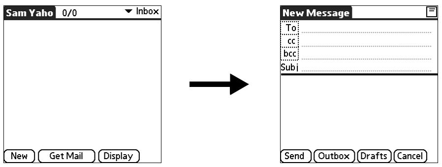 PALM TUNGSTEN 2 VERSAMAIL 2.5 - To create a new e-mail message: - 1