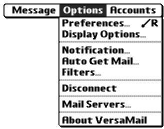 PALM TUNGSTEN 2 VERSAMAIL 2.5 - Scheduling auto get mail - 2