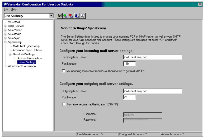 PALM TUNGSTEN 2 VERSAMAIL 2.5 - Click Account Information. - 2