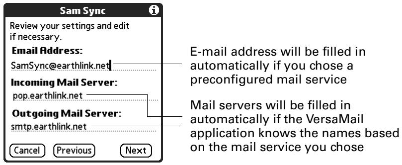 PALM TUNGSTEN 2 VERSAMAIL 2.5 - To enter mail server settings: - 1