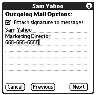 PALM TUNGSTEN 2 VERSAMAIL 2.5 - To edit a personal signature: - 1