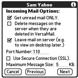 PALM TUNGSTEN 2 VERSAMAIL 2.5 - POP accounts - 1