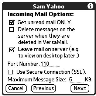 PALM TUNGSTEN 2 VERSAMAIL 2.5 - POP accounts - 1