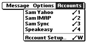 PALM TUNGSTEN 2 VERSAMAIL 2.5 - To display an account and its Inbox: - 1