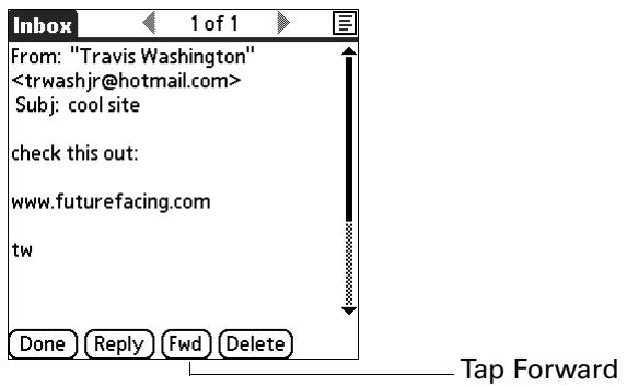 PALM TUNGSTEN 2 VERSAMAIL 2.5 - To forward e-mail: - 1