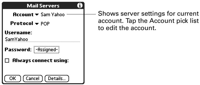 PALM TUNGSTEN 2 VERSAMAIL 2.5 - Managing mail settings - 2