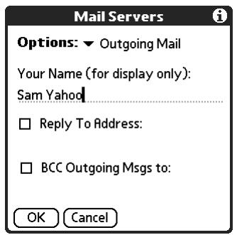 PALM TUNGSTEN 2 VERSAMAIL 2.5 - To set outgoing mail server (SMTP) settings: - 2