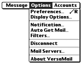 PALM TUNGSTEN 2 VERSAMAIL 2.5 - Managing mail settings - 1
