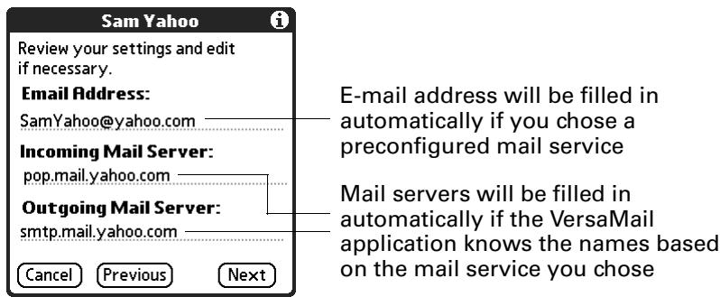 PALM TUNGSTEN 2 VERSAMAIL 2.5 - To enter mail server settings: - 1