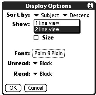 PALM TUNGSTEN 2 VERSAMAIL 2.5 - To change the sort order: - 3