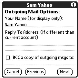 PALM TUNGSTEN 2 VERSAMAIL 2.5 - To edit outgoing mail options: - 1